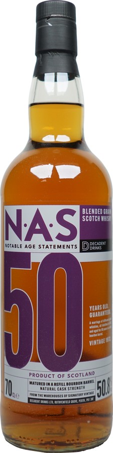 Blended Grain Scotch Whisky 1972 DeDr Notable Age Statements 50.8% 700ml