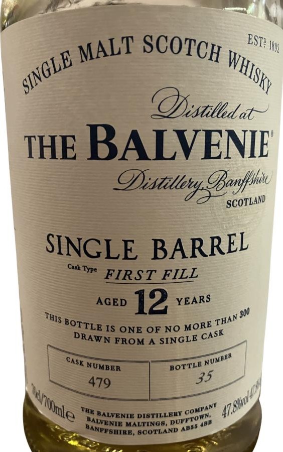 Balvenie 12yo Single Barrel 47.8% 700ml