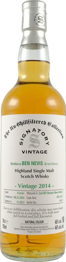 Ben Nevis 2014 SV The Un-Chillfiltered Collection 2nd Fill Oloroso Sherry Butt 46% 700ml