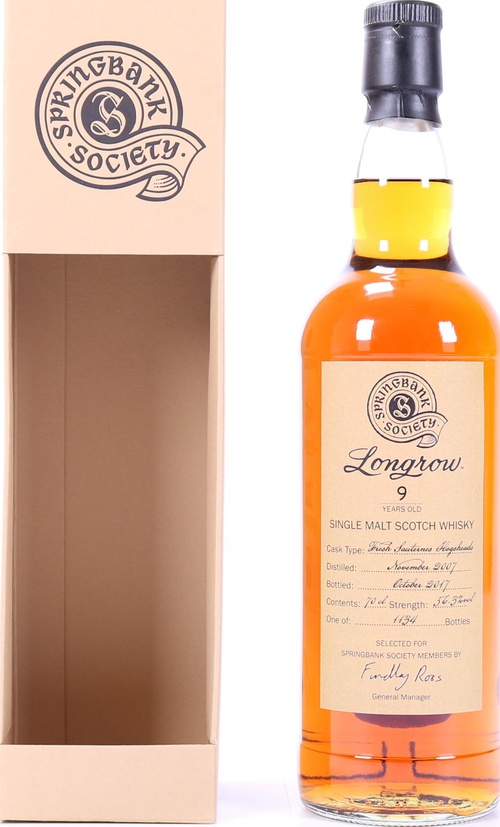 Longrow 2007 Society Bottling Fresh Sauternes Hogsheads 56.3% 700ml