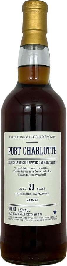 Port Charlotte 2003 Private Cask Bottling Fredslund & Plesner Skovby 62.3% 700ml