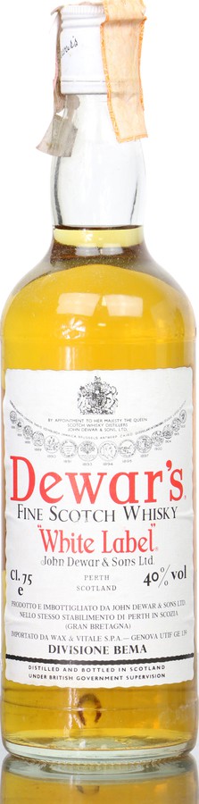 Dewar's White Label Fine Scotch Whisky Wax & Vitale S.P.A. Genova 40% 750ml