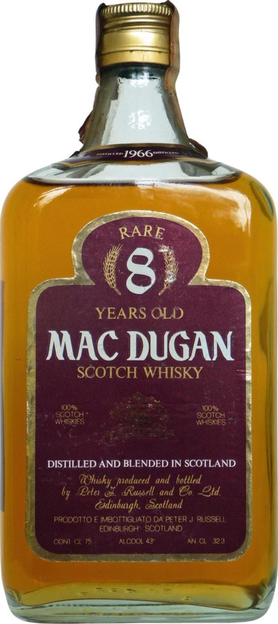 Mac Dugan 1966 Rare imported by G. & L. F.lli CORA S.p.A. Torino 43% 750ml
