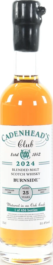 Burnside 1998 CA Cadenhead's Club 51.4% 350ml