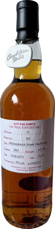 Springbank 2015 Duty Paid Sample For Trade Purposes Only 61.1% 700ml