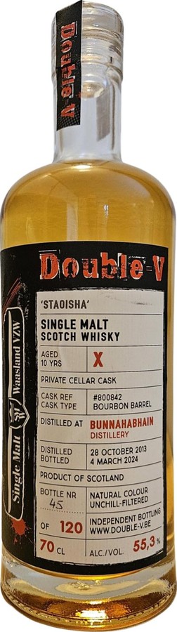 Staoisha 2013 DoV Single malt Waasland VZW Double V 55.3% 700ml
