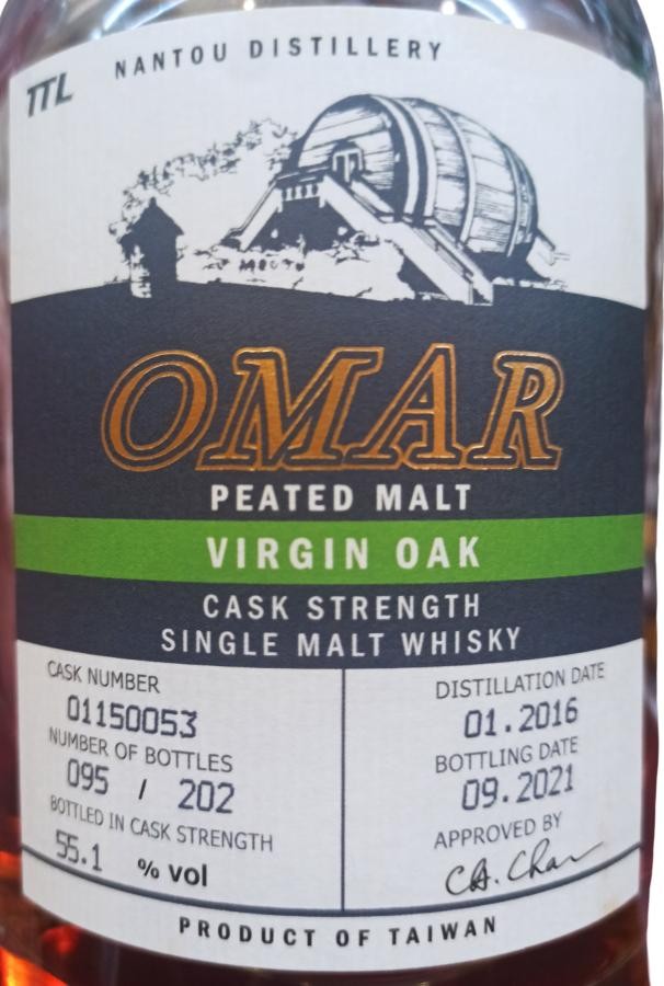 Nantou Omar 2016 Peated Malt Virgin Oak Cask Strength 55.1% 700ml
