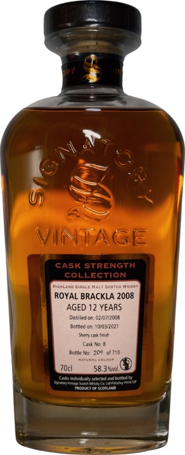 Royal Brackla 2008 SV Cask Strength Collection 58.3% 700ml