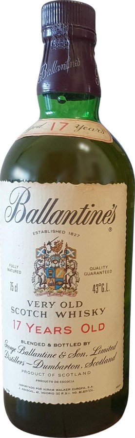 Ballantine's 17yo Very Old Scotch Whisky Hiram Walker Europa S.A. Madrid 43% 750ml