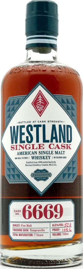 Westland Cask No. 6669 Single Cask Release 52.8% 700ml