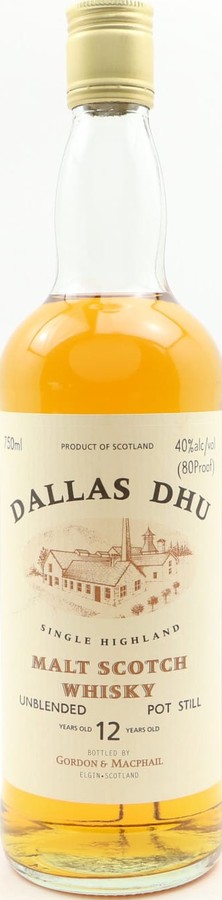 Dallas Dhu 12yo GM Licensed Bottling Imported by John Gross & Co Baltimore Md 40% 750ml