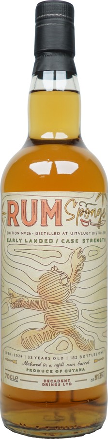 Decadent Drinks 1990 Uitvlugt Guyana Rum Sponge Edition #26 33yo 51.8% 700ml