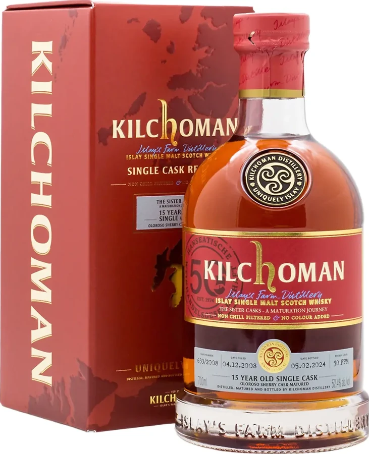 Kilchoman 2008 The Sister Casks A Maturation Journey Hanseatische Weinhandelsgesellschaft 50th Anniversary 52.4% 700ml