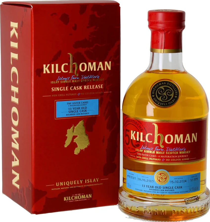 Kilchoman 2010 The Sister Casks A Maturation Journey Hanseatische Weinhandelsgesellschaft 50th Anniversary 54.5% 700ml