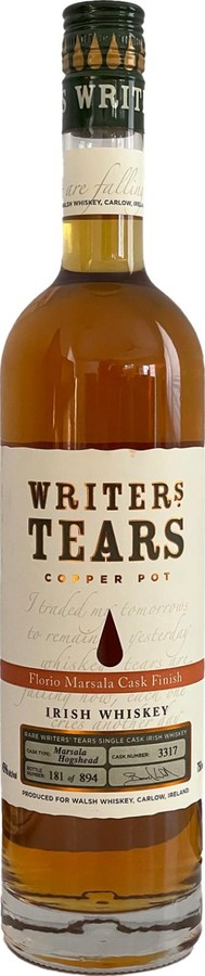 Writers Tears Copper Pot Florio Marsala Cask Finish Walsh Whisky Carlow Ireland 45% 750ml