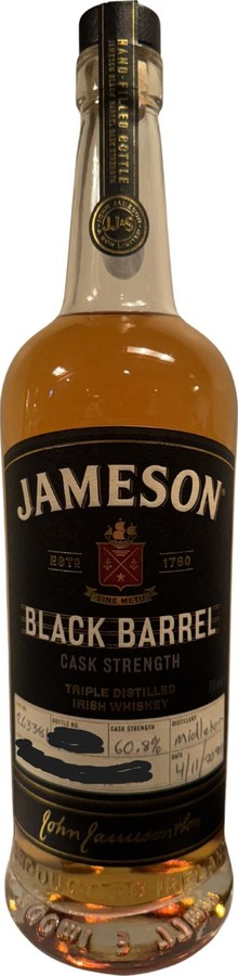 Jameson Black Barrel Cask Strength Hand Bottled at the Distillery 60.8% 700ml