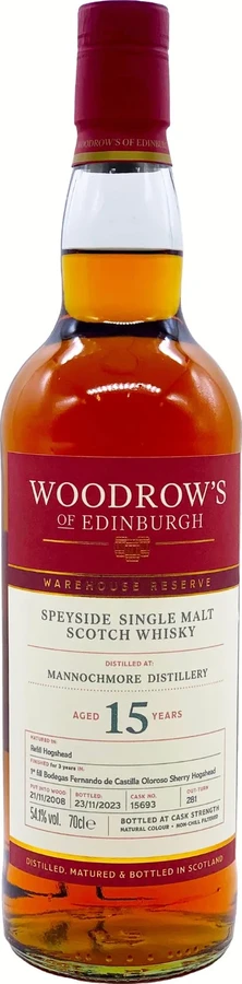 Mannochmore 2008 WroE Warehouse Reserve 1st fill Oloroso Sherry Hogshead 54.1% 700ml