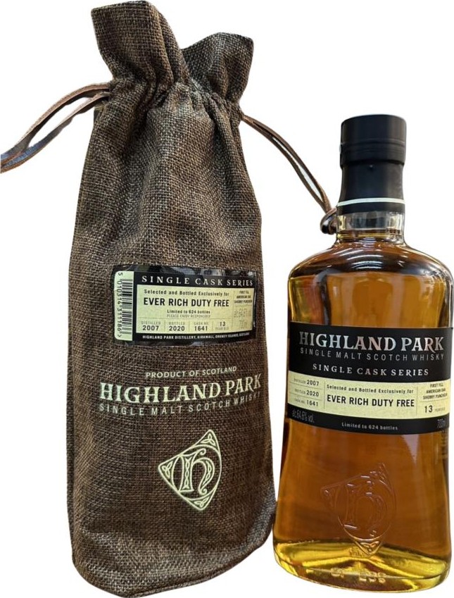 Highland Park 2007 Single Cask Series Ever Rich Duty Free 64.6% 700ml