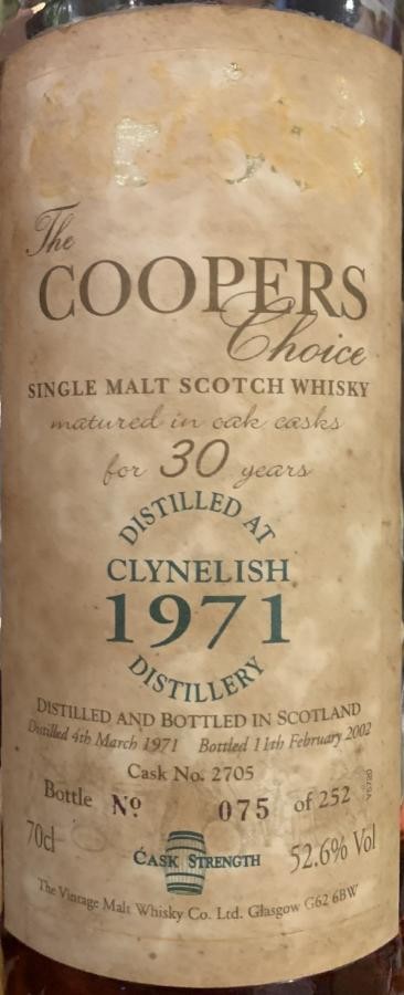 Clynelish 1971 VM The Coopers Choice 52.6% 700ml