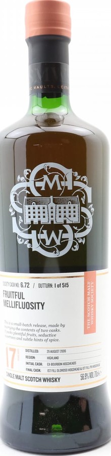 Macduff 2006 SMWS 6.72 Fruitful mellifluosity 1st Fill Ex-Oloroso & PX Hogshead Finish 56.9% 700ml