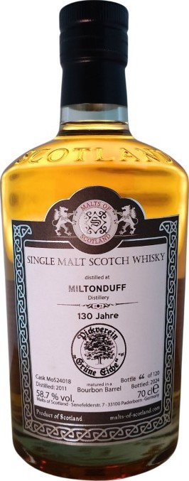 Miltonduff 2011 MoS 130 years Pickverein Grune Eiche 58.7% 700ml