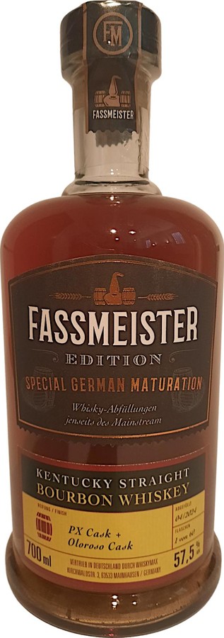 Fassmeister Edition Kentucky Straight Bourbon Whisky Wx Special German Maturation 57.5% 700ml