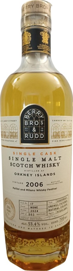 Orkney Islands 2006 BR Single Cask Pallini and Milano Whisky Festival 53.4% 700ml