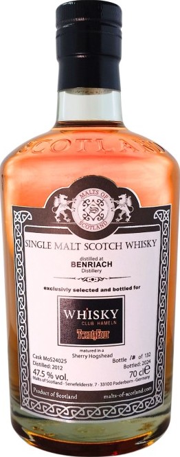 BenRiach 2012 MoS Whiskyclub Hameln e.V 47.5% 700ml