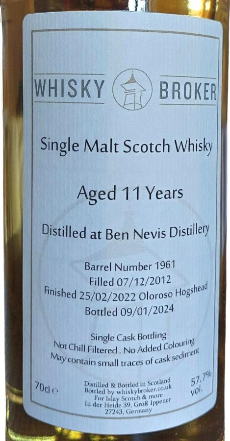 Ben Nevis 2012 WhB Private Cask 57.7% 700ml