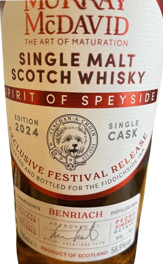 BenRiach 9yo MM The Fiddichside Inn Spirit of speyside festival 2024 58.9% 700ml