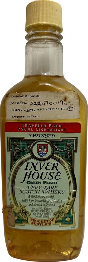 Inver House Green Plaid Traveler Pack Barton Imports Chicago 40% 750ml