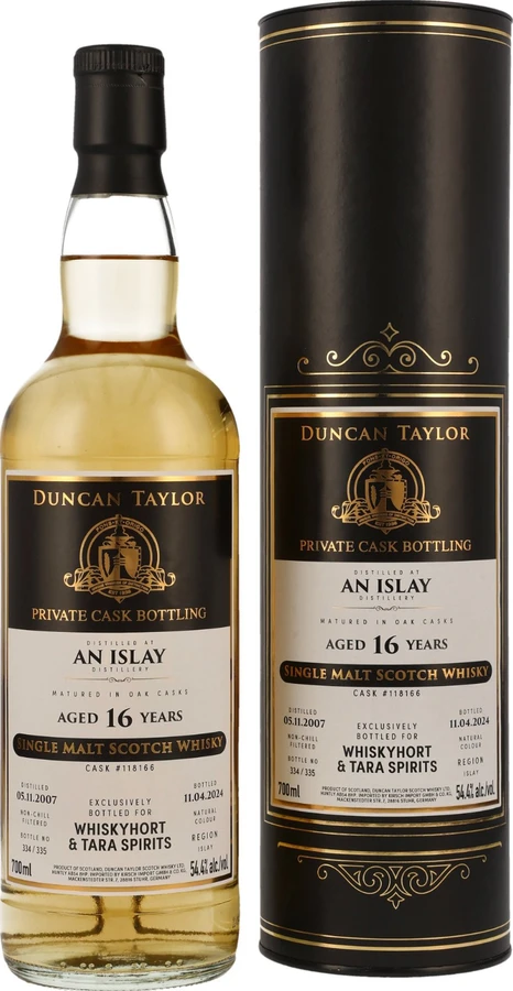 Distilled at an Islay Distillery 2007 DT Private Cask Bottling Whiskyhort & Tara Spirit 54.4% 700ml