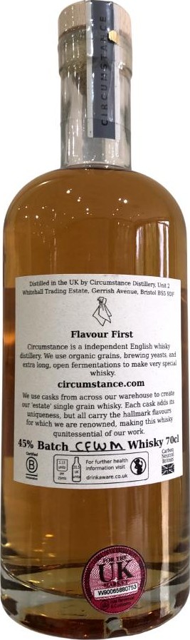 Circumstance 3yo Single Grain Estate Whisky 45% 700ml