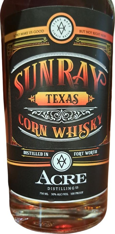 Sunray Corn Whisky Texas 50% 750ml