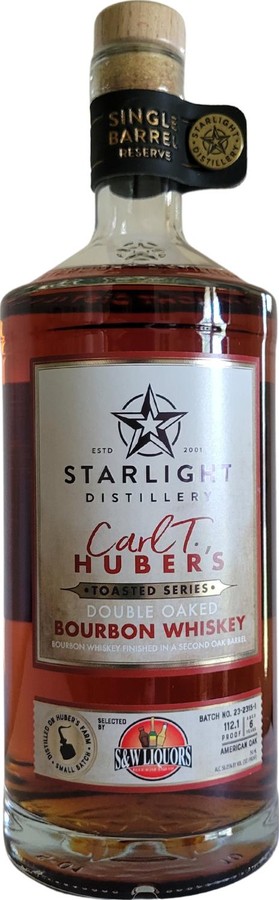 Starlight Distillery Carl T. Huber's Double Oaked Bourbon Whisky Toasted Series Single Barrel Reserve S & W Liquors 56.05% 750ml