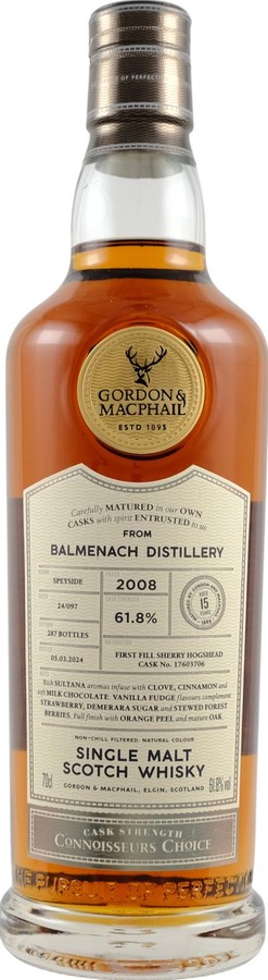 Balmenach 2008 GM Connoisseurs Choice Cask Strength 61.8% 700ml