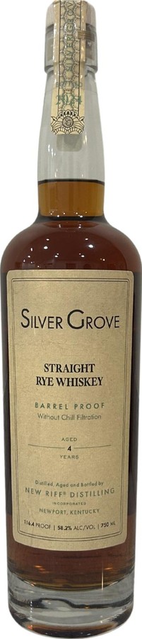 Silver Grove 4yo Straight Rye Whisky 58.2% 750ml