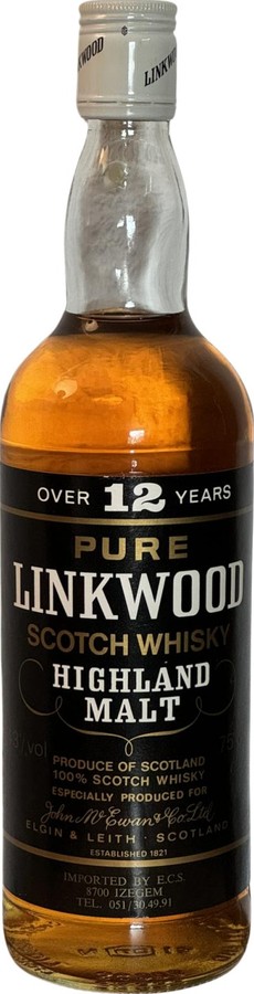 Linkwood 12yo McE Pure Scotch Whisky E.C.S. Izegem 43% 750ml