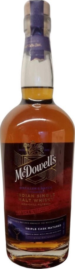 McDowell's Indian Single Malt Whisky Distiller's Batch 46% 750ml