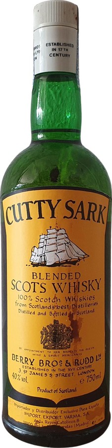 Cutty Sark 5yo BR Blended Scots Whisky 100% Scotch Whiskies Varma S.A. Madrid 40% 750ml