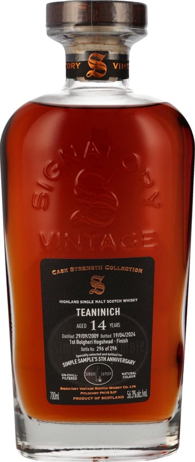 Teaninich 2009 SV Cask Strength Collection Simple Sample's 5th Anniversary 56.3% 700ml