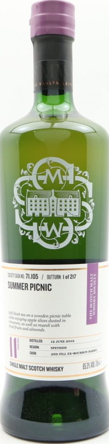 Glenburgie 2012 SMWS 71.105 Summer picnic 2nd Fill Ex-Bourbon Barrel 65.3% 700ml