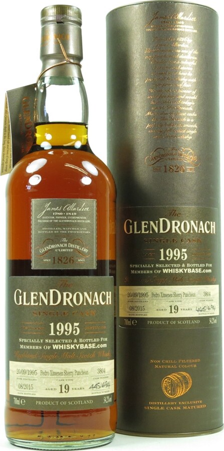 Glendronach 1995 Single Cask Tube 19yo Pedro Ximenez Sherry Puncheon #3804 Whiskybase.com 54.2% 700ml