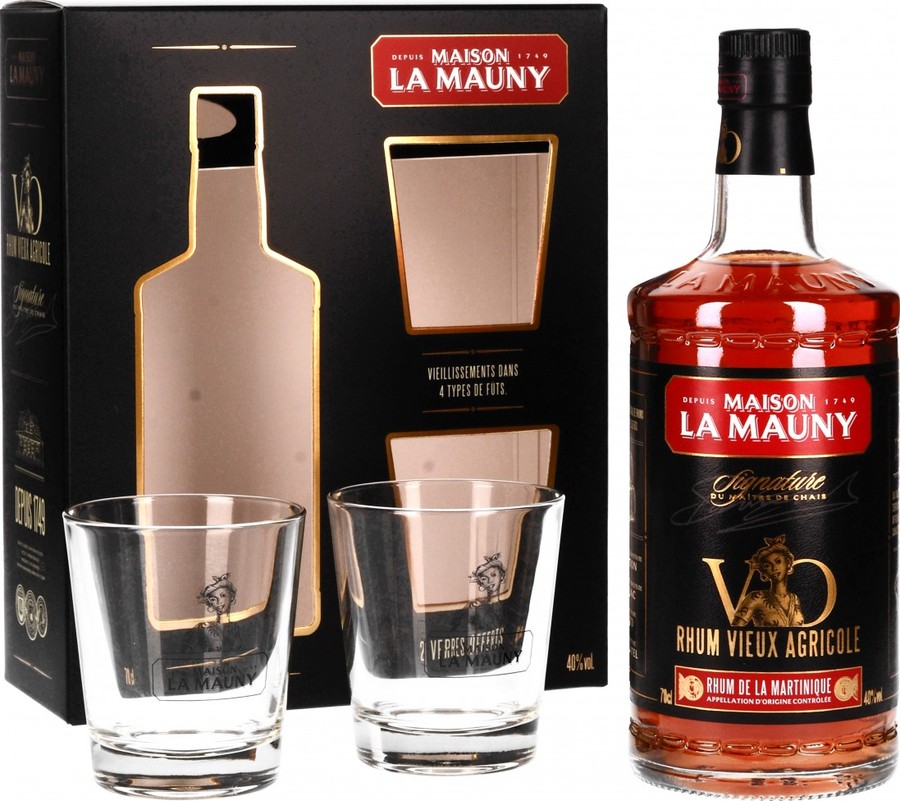 La Mauny Vieux Agricole Signature Giftbox With Glasses 40% 700ml