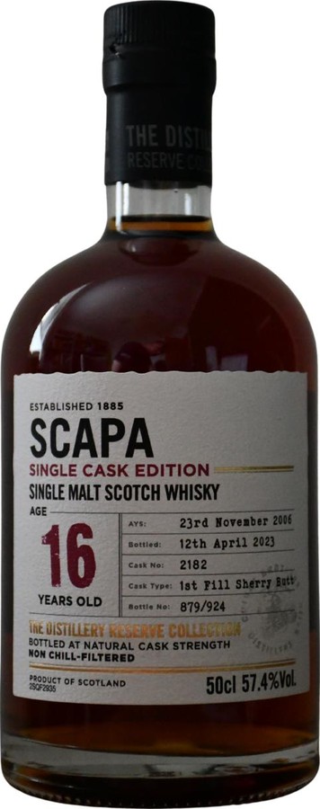 Scapa 2006 The Distillery Reserve Collection Single Cask Edition The Distillery Reserve Collection 57.4% 500ml