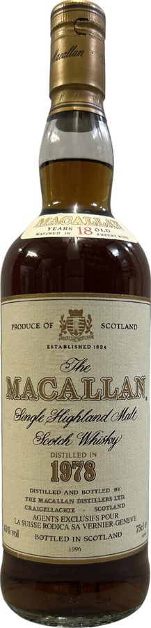 Macallan 1978 La Suisse Rodica SA Vernier-Geneve 43% 750ml