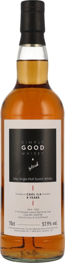 Caol Ila 2014 KI Simply Good Whisky 1st Fill Chateau Latour Red Wine 57.9% 700ml