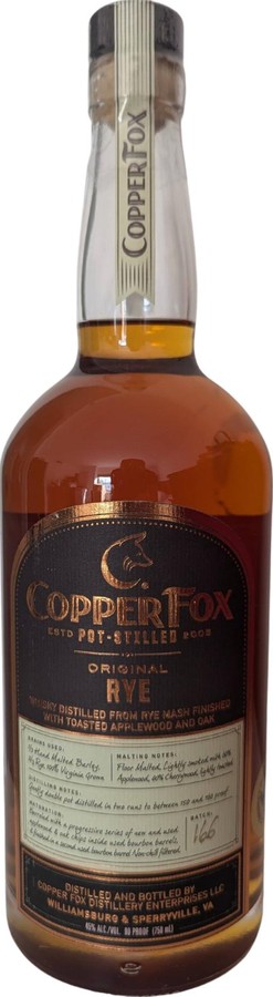 Copper Fox Original Rye 45% 750ml