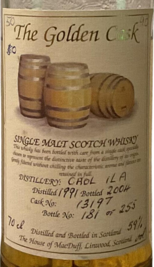 Caol Ila 1991 HMcD The Golden Cask 59% 700ml