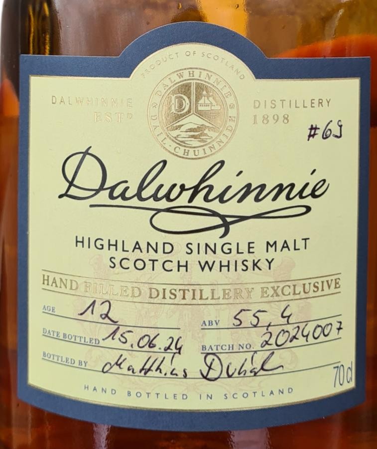 Dalwhinnie 12yo Hand Filled Distillery Exclusive 55.4% 700ml